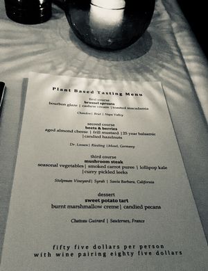 Plant based tasting menu (fancy!) at California Market at Pacific's Edge in Carmel-by-the-sea
