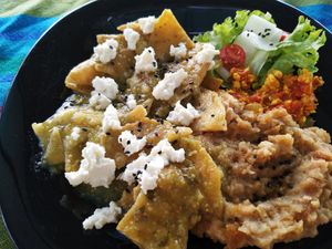 Green Chilaquiles at Ol-Lin Vegan in Ajijic