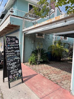 Chalkboard at entrance at Ol-Lin Vegan in Ajijic