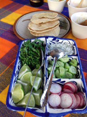 Just some free ingredients served with the soup! at Ol-Lin Vegan in Ajijic
