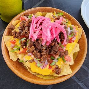 Best nachos I've ever had 😋 at Ol-Lin Vegan in Ajijic