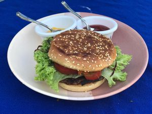 Hamburguesa de Lenteja - Lentil Vegan Hamburger  at Ol-Lin Vegan in Ajijic