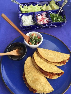 Their tacos, with oat based stuffing.  at Ol-Lin Vegan in Ajijic