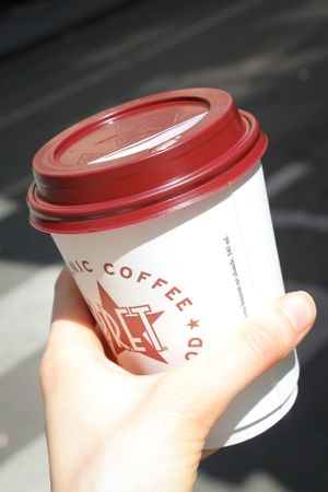 Soya latte. at Pret A Manger - Louvre in Paris