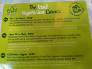 Menu vegan at HD Diner in Puteaux