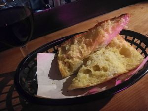Garlic bread with small wine at The Pipeline in Brighton
