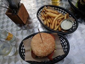 Burger and chips at The Pipeline in Brighton