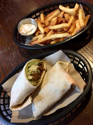 Hoisin duck wrap and fries with garlic mayo at The Pipeline in Brighton