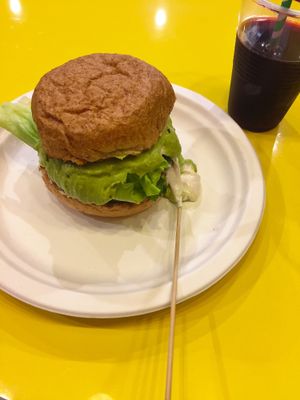 Black Bean Burger at Country Delights Natural Foods in Cooranbong