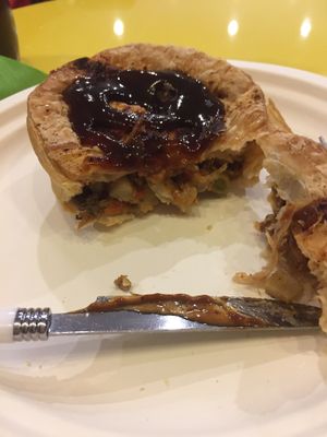 Nutmeat and veggie pie at Country Delights Natural Foods in Cooranbong