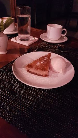 fig and cinnamon raw cheesecake with soycoconut vanilla icecream  at Country Delights Natural Foods in Cooranbong