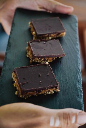 Vegan, gluten free snickers at Seedling in Tulum