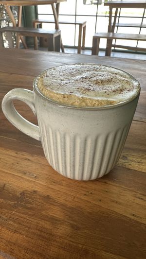 Cappuccino with almond milk  at Seedling in Tulum