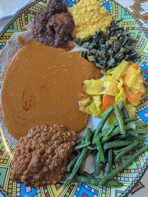 Veggie platter plus shiro wat at Addis Ababa in Rochester