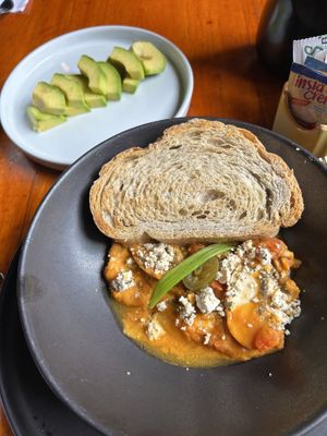 Vegan shakshuka with avo and mushrooms   at Selina in Bogota
