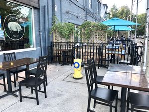 Patio (the space in the back is also their patio) at The Hogtown Vegan in Toronto