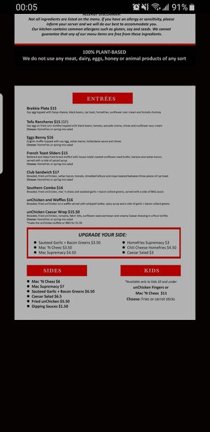 Easy to read menu- we went for brunch at The Hogtown Vegan in Toronto