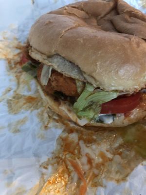 UnChicken Burger (Buffalo Style)  at The Hogtown Vegan in Toronto