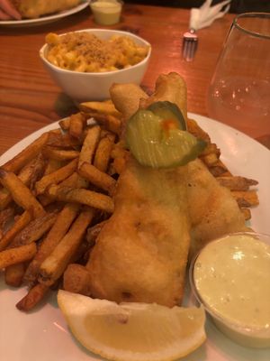 Vegan phish and chips and mac and cheese .   at The Hogtown Vegan in Toronto