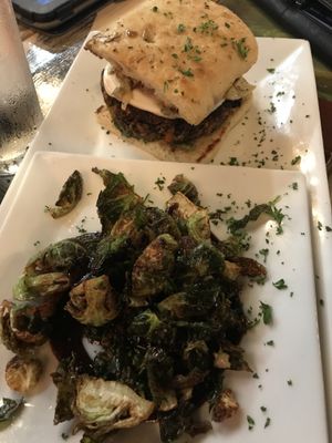 Vegan version of the bacon chicken artichoke sandwich with Brussels  at Brixens in Albuquerque
