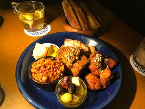 Plate of everything  at hallogallo in Tokyo