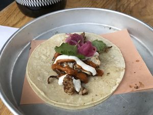 Veganized carnitas taco with cauliflower at Taps & Tacos in Port Moody