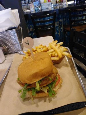 Huge vegan chicken sandwich at Flippin' Good in Las Vegas