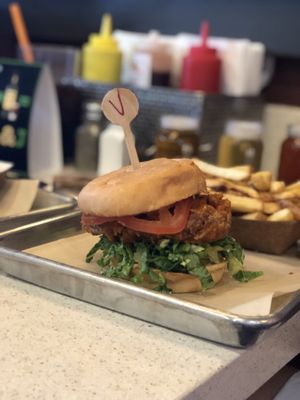 Buffalo chick’n burger. So good! at Flippin' Good in Las Vegas