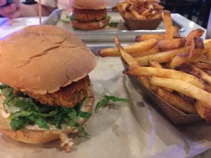 Vegan chicken sandwich at Flippin' Good in Las Vegas