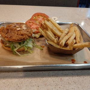 Vegan chicken sandwich & traditional fries at Flippin' Good in Las Vegas