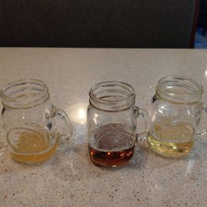 Didn't know which beer I wanted, so he let me sample three.  I chose the 1st one: Blue  Moon. at Flippin' Good in Las Vegas