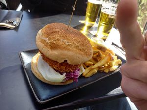 Crispy chicken burger at Backstage Vegan Kitchen in Rotterdam