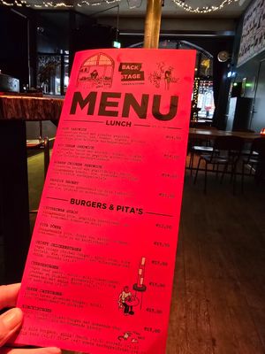 Menu - part at Backstage Vegan Kitchen in Rotterdam