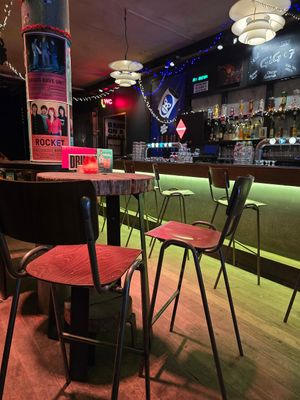 Some high chairs/tables at Backstage Vegan Kitchen in Rotterdam