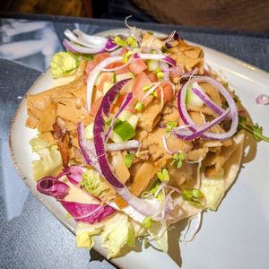 Gyro pizza at Backstage Vegan Kitchen in Rotterdam