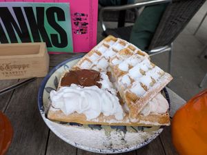 Chocolate waffles at Backstage Vegan Kitchen in Rotterdam