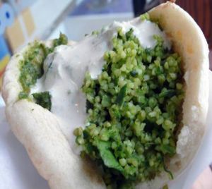 maoz-sandwich at Maoz Vegetarian - Union Square in New York City