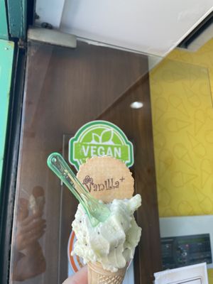 Kiwi on a vegan cone! at Vanilla Plus Gelateria Artigianale in Gozo