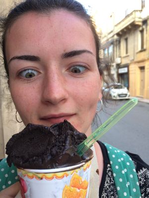 Mmmmm vegan chocolate ice cream   at Vanilla Plus Gelateria Artigianale in Gozo