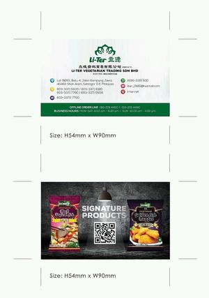 name card at Li-ter Vegetarian Trading in Shah Alam