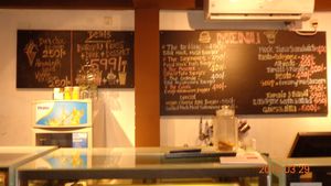 Vegan menu on the wall at The VOV in Negombo