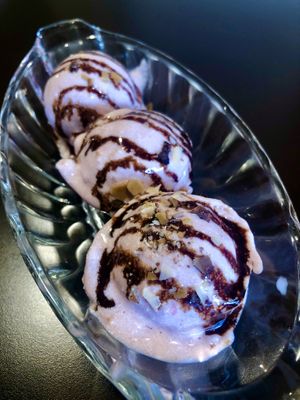 Raspberry flavoured coconut ice cream. at Cool Corner Fried Ice Cream in Kandy