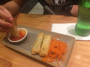Vegie spring rolls are vegan at Laksa King Kitchen in Cheltenham