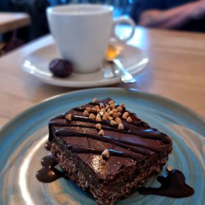 dessert and coffee at Life Bar in Leuven