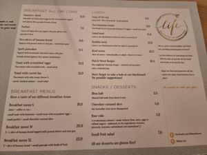 menu (July 2021) at Life Bar in Leuven