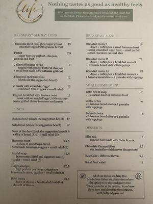 Menu   at Life Bar in Leuven