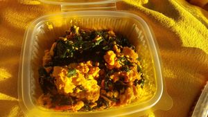 Revuelto de tofu con espinacas at La Cocina de Seve in Madrid