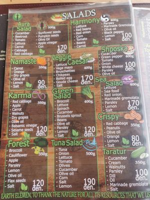 Lots of salads at Veggie Bar Aura in Prilep