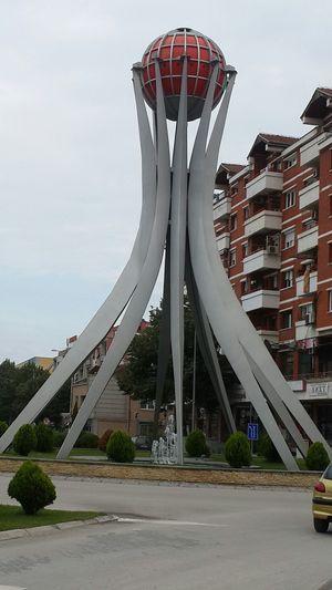 The Veggie bar is on this roundabout. at Veggie Bar Aura in Prilep