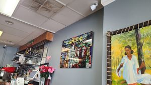 Restaurant interior at Enatye Ethiopian in Herndon